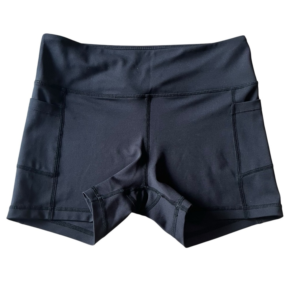 ZYIA Women's M Black Athletic Bike Shorts Pockets Neutral Sporty Athleisure